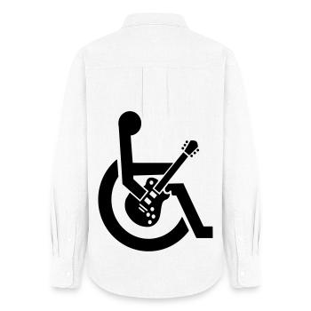 Fauteuil roulant, fauteuil roulant, guitare, guitariste, handicap* - Chemise Oxford Femme - blanc - Dos - AI Model Female 172 light (172cm)