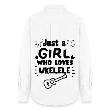 Just a girl who really likes to play ukulele * - Women's Oxford Shirt - white - Back - AI Model Female 172 light (172cm)