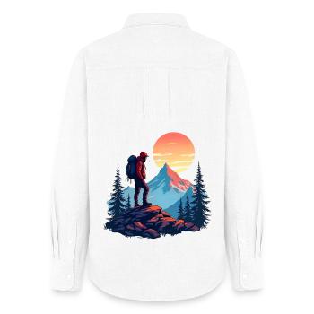 Hiker Mountains Sunset - Women's Oxford Shirt - white - Back - AI Model Female 172 light (172cm)