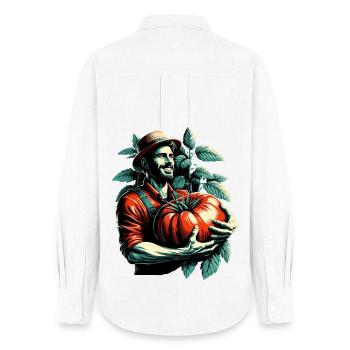 Tomato XXL Large Man Happy Gift - Women's Oxford Shirt - white - Back - AI Model Female 172 light (172cm)