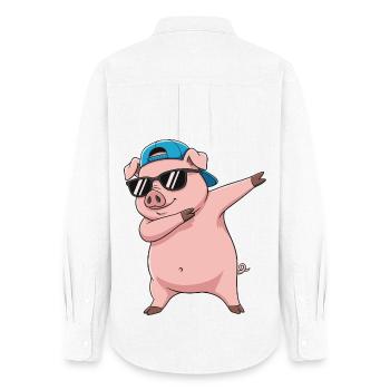 Cool Dabbing Pig Sunglasses Cartoon-Kunst - Frauen Oxford Hemd - Weiß - Hinten - AI Model Female 172 light (172cm)