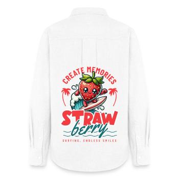 Strawberry Surfer Memories - Women's Oxford Shirt - white - Back - AI Model Female 172 light (172cm)