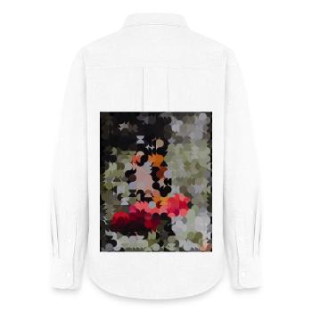 Punktiertes Schmetterlings-Mosaik - Frauen Oxford Hemd - Weiß - Hinten - AI Model Female 172 light (172cm)
