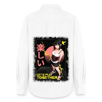 Jeux Anime Girl-im Kawaii Style Rétro Let’s Play - Chemise Oxford Femme - blanc - Dos - AI Model Female 172 light (172cm)