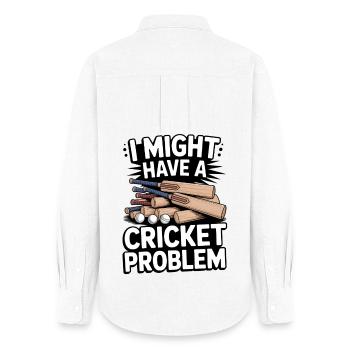 Funny Cricket Saying Vintage Cricket Game - Women's Oxford Shirt - white - Back - AI Model Female 172 light (172cm)