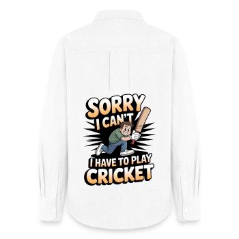 Funny Cricket Saying Vintage Cricket Game - Women's Oxford Shirt - white - Back - AI Model Female 172 light (172cm)