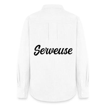 Serveuse Restauration Café Bar Service Pro - Chemise Oxford Femme - blanc - Dos - AI Model Female 172 light (172cm)