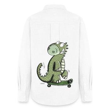 Dinosaures heureux Avec Saktebaord I Dino Fun Sport - Chemise Oxford Femme - blanc - Dos - AI Model Female 172 light (172cm)