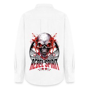 crâne squelette moto motard gang - Chemise Oxford Femme - blanc - Dos - AI Model Female 172 light (172cm)
