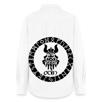 God Odin and Black Viking Runes - Women's Oxford Shirt - white - Back - AI Model Female 172 light (172cm)