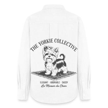 Yorkie Collective Logo Print - Women's Oxford Shirt - white - Back - AI Model Female 172 light (172cm)