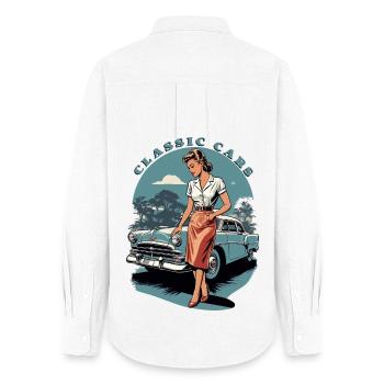 Voitures de collection 1950 - Chemise Oxford Femme - blanc - Dos - AI Model Female 172 light (172cm)