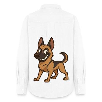 Frecher Malinois Comic Hund - Frauen Oxford Hemd - Weiß - Hinten - AI Model Female 172 light (172cm)