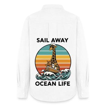 Giraffe Marine Sail Away Ocean Life - Women's Oxford Shirt - white - Back - AI Model Female 172 light (172cm)
