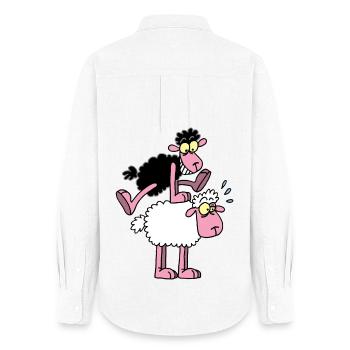 Black sheep and leapfrog - Women's Oxford Shirt - white - Back - AI Model Female 172 light (172cm)