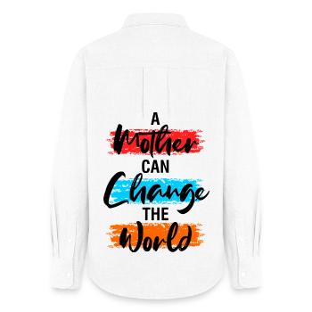 Mother Can Change the World Shirt - Frauen Oxford Hemd - Weiß - Hinten - AI Model Female 172 light (172cm)