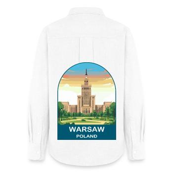 Warschauer Polen Vintage-Reiseplakat-Kunst - Frauen Oxford Hemd - Weiß - Hinten - AI Model Female 172 light (172cm)