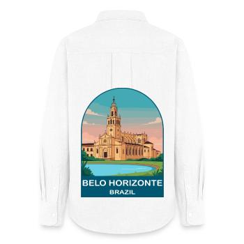 Belo Horizonte Brazil Vintage Travel Poster - Women's Oxford Shirt - white - Back - AI Model Female 172 light (172cm)