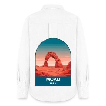 Moab USA Vintage Travel Poster Art - Women's Oxford Shirt - white - Back - AI Model Female 172 light (172cm)
