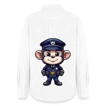 Polizei Äffchen - Frauen Oxford Hemd - Weiß - Hinten - AI Model Female 172 light (172cm)