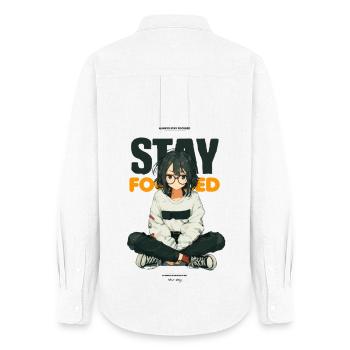 Stay Focused – Anime Style - Women's Oxford Shirt - white - Back - AI Model Female 172 light (172cm)