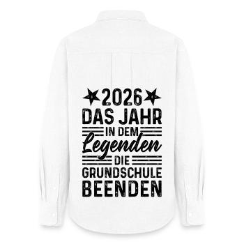 Année 2026 Legends End École primaire - Chemise Oxford Femme - blanc - Dos - AI Model Female 172 light (172cm)