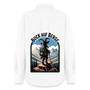 Bock on mountains mountaineering with funny goat - Women's Oxford Shirt - white - Back - AI Model Female 172 light (172cm)