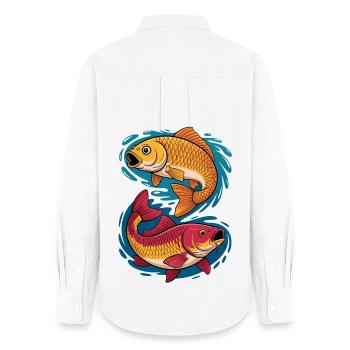 Carp in the water splash - Women's Oxford Shirt - white - Back - AI Model Female 172 light (172cm)