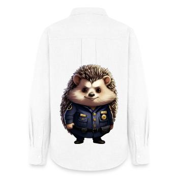 Igel Polizei - Frauen Oxford Hemd - Weiß - Hinten - AI Model Female 172 light (172cm)