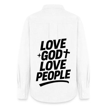 Love God and love your neighbor - Women's Oxford Shirt - white - Back - AI Model Female 172 light (172cm)