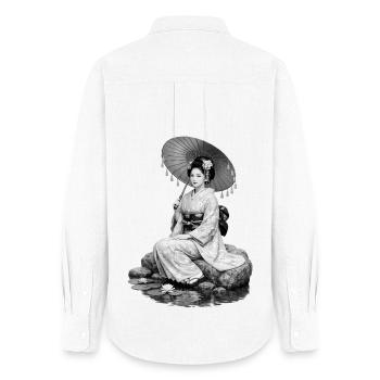 Geisha im Kimono mit Schirm - Frauen Oxford Hemd - Weiß - Hinten - AI Model Female 172 light (172cm)