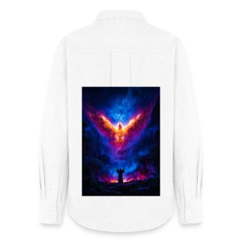 Phoenix Ascension Over Fiery Abyss - Women's Oxford Shirt - white - Back - AI Model Female 172 light (172cm)
