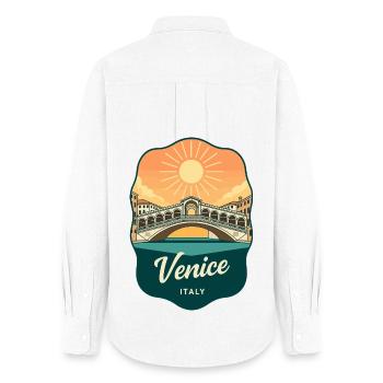 Venice Rialto Bridge Vintage-Sonnenuntergangsabzeichen - Frauen Oxford Hemd - Weiß - Hinten - AI Model Female 172 light (172cm)