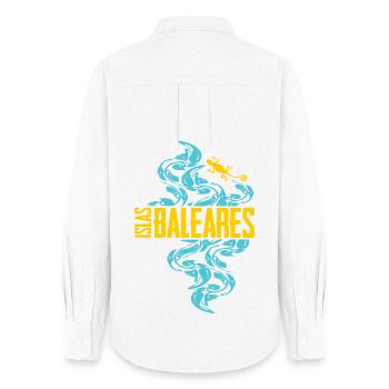 Îles Baléares Motif de vagues - Chemise Oxford Femme - blanc - Dos - AI Model Female 172 light (172cm)