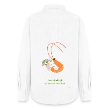 Crevette florale et bouquet joyeux - Chemise Oxford Femme - blanc - Dos - AI Model Female 172 light (172cm)