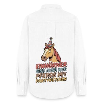 Party horse with hat - Women's Oxford Shirt - white - Back - AI Model Female 172 light (172cm)