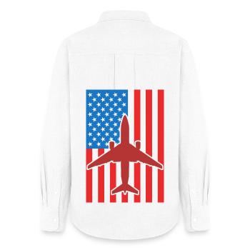Avion Drapeau des États-Unis - Chemise Oxford Femme - blanc - Dos - AI Model Female 172 light (172cm)