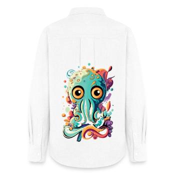 Octopus Squid - Bébé calmar Poulpe - Chemise Oxford Femme - blanc - Dos - AI Model Female 172 light (172cm)