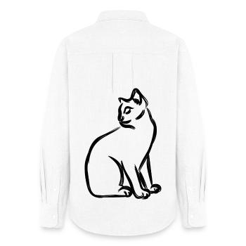 Katze - Frauen Oxford Hemd - Weiß - Hinten - AI Model Female 172 light (172cm)