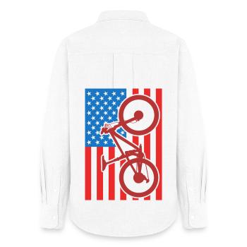 Drapeau du VTT des États-Unis - Chemise Oxford Femme - blanc - Dos - AI Model Female 172 light (172cm)
