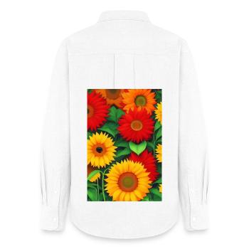 Sunflowers - Women's Oxford Shirt - white - Back - AI Model Female 172 light (172cm)