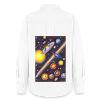 Space and planets - Women's Oxford Shirt - white - Back - AI Model Female 172 light (172cm)