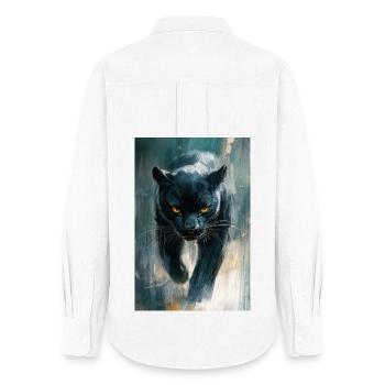 Illustration of a panther - Chemise Oxford Femme - blanc - Dos - AI Model Female 172 light (172cm)