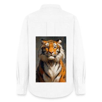 Illustration of a tiger - Chemise Oxford Femme - blanc - Dos - AI Model Female 172 light (172cm)