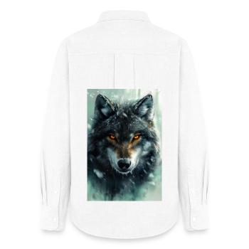 Illustration of a wolf - Chemise Oxford Femme - blanc - Dos - AI Model Female 172 light (172cm)