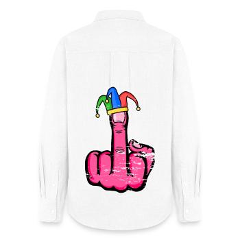 Mittelfinger Stingerfinger Karneval - Frauen Oxford Hemd - Weiß - Hinten - AI Model Female 172 light (172cm)