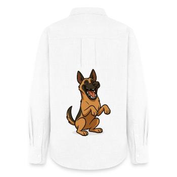 Chien Malinois Rieur - Chemise Oxford Femme - blanc - Dos - AI Model Female 172 light (172cm)