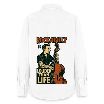 Rockabilly Kontrabass: 50s Musiker & Tattoo Art - Frauen Oxford Hemd - Weiß - Hinten - AI Model Female 172 light (172cm)