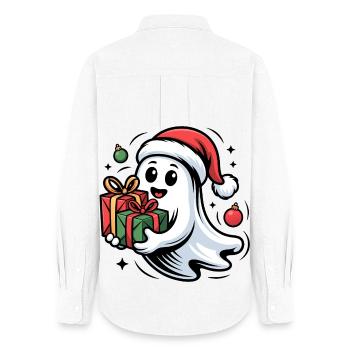 Fantôme de Noël avec des cadeaux Dessin animé - Chemise Oxford Femme - blanc - Dos - AI Model Female 172 light (172cm)