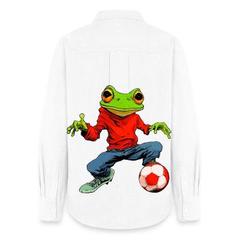 Frosch Fussball - Frauen Oxford Hemd - Weiß - Hinten - AI Model Female 172 light (172cm)
